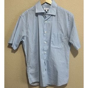 Peter Millar Sky‎ Blue Pattern Short Sleeve Button Shirt large Cotton